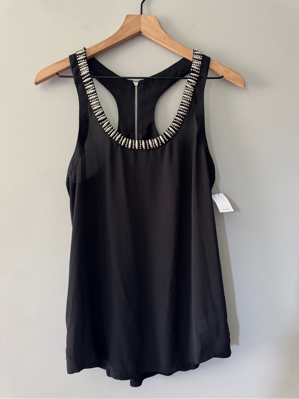 Express | Black Tank Top with Silver Beaded Neckline | S
